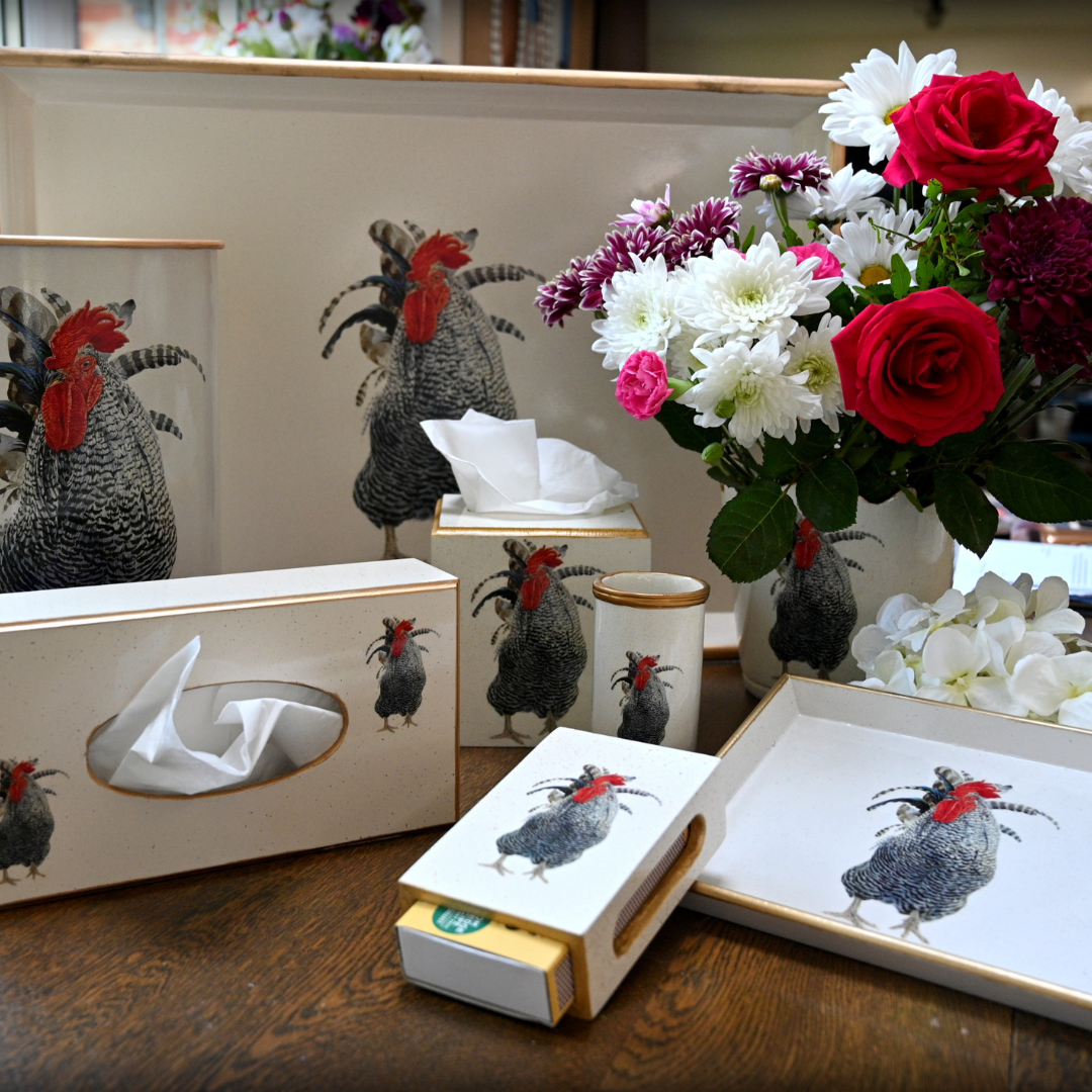 Oval Waste Paper Bin: Cockerel