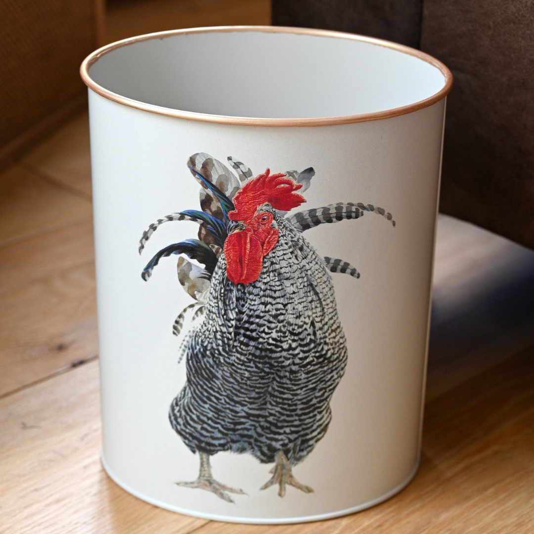 Oval Waste Paper Bin: Cockerel