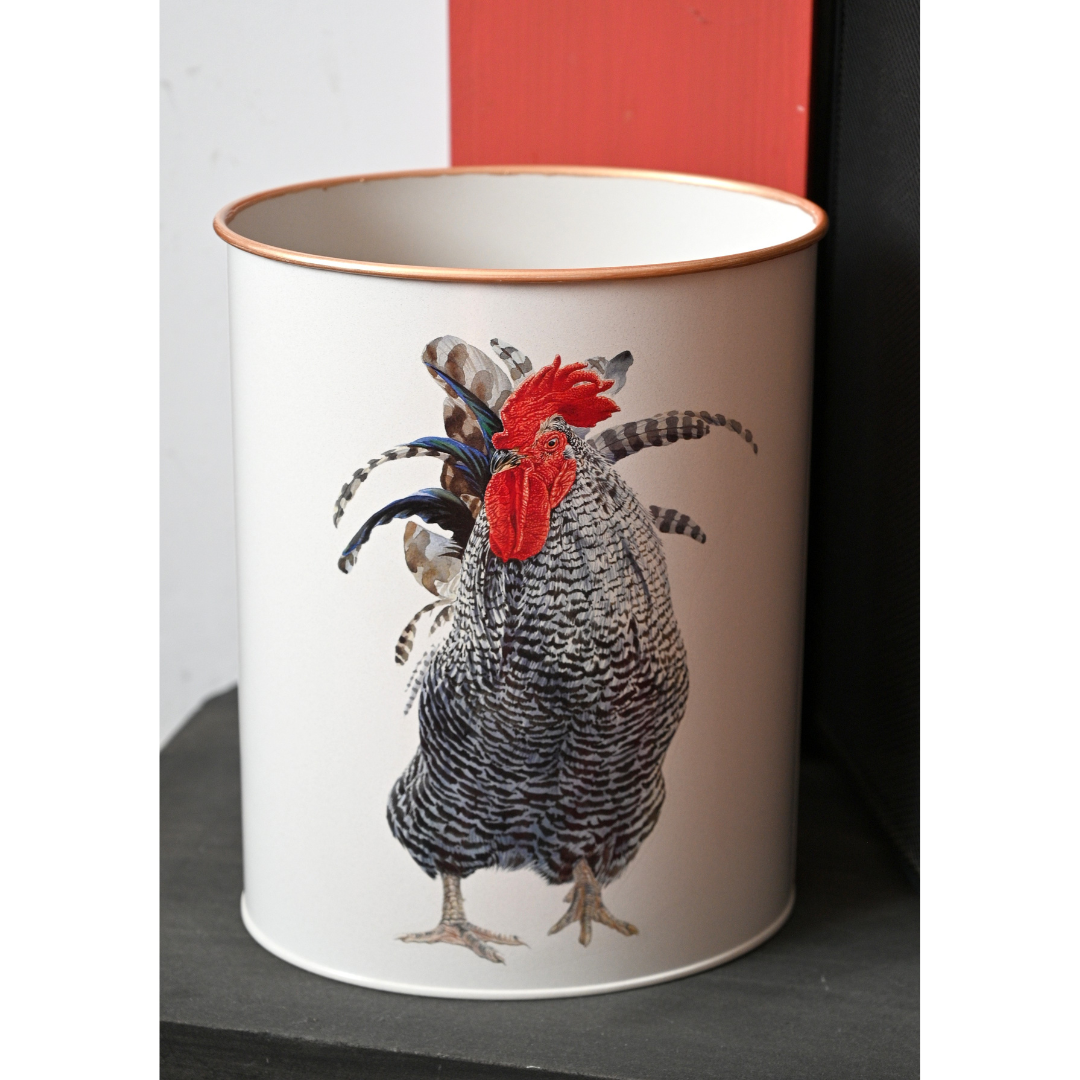Oval Waste Paper Bin: Cockerel