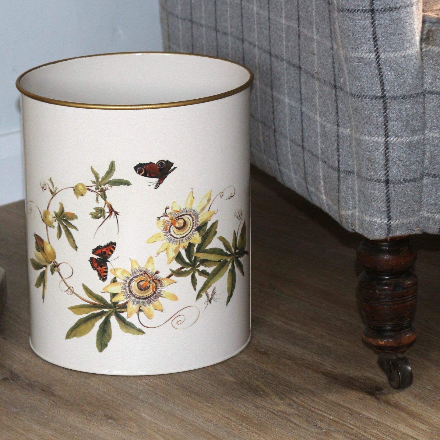 Oval Waste Paper Bin: Passion Flower