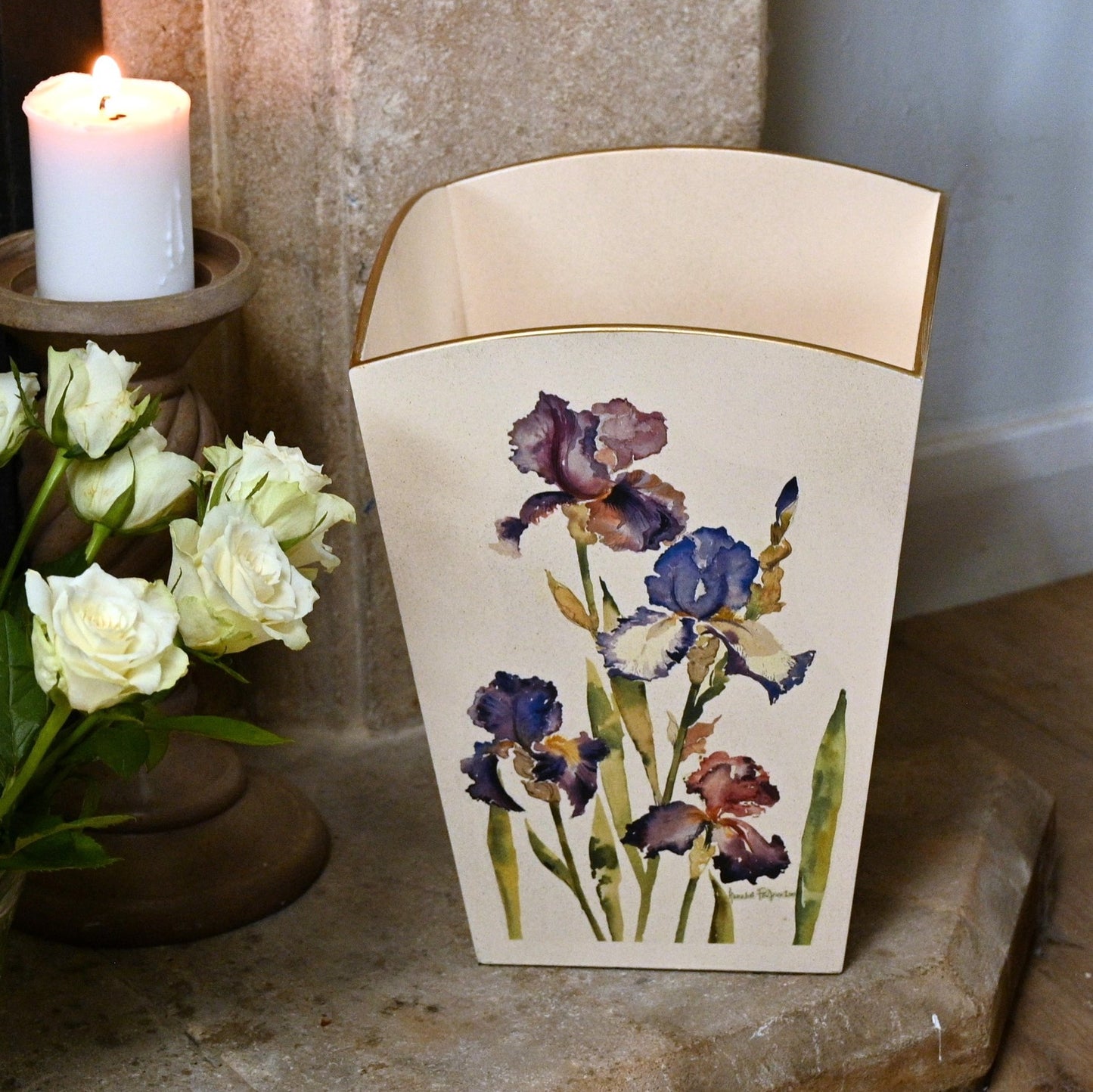 Square Wooden Waste Paper Bin: Iris