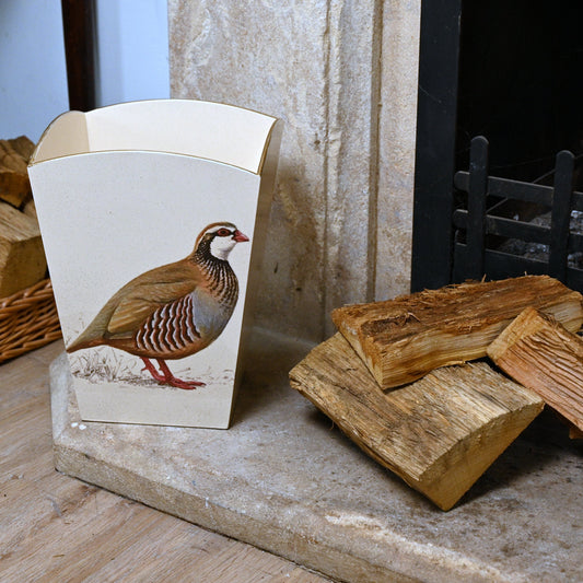 Square Wooden Waste paper Bin: Partridge