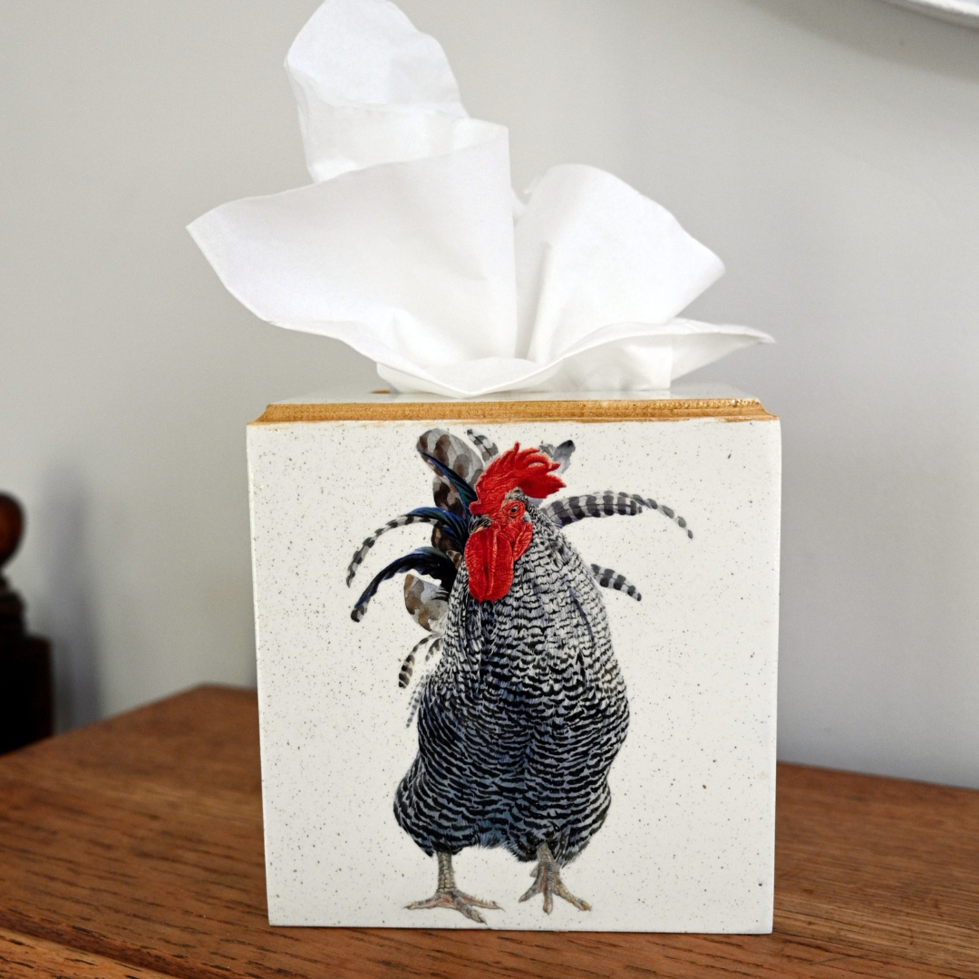 Square tissue box cover: Cockerel
