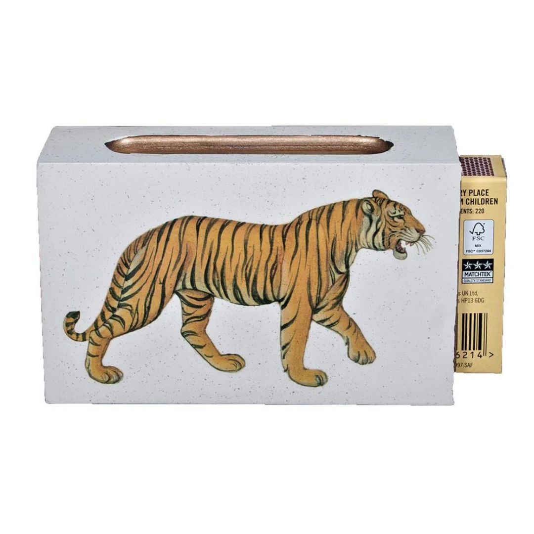 Standard Wooden Matchbox Cover with Matches: Tiger