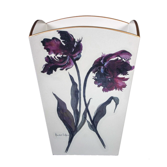 Square Wooden Waste Paper Bin: Parrot Tulip