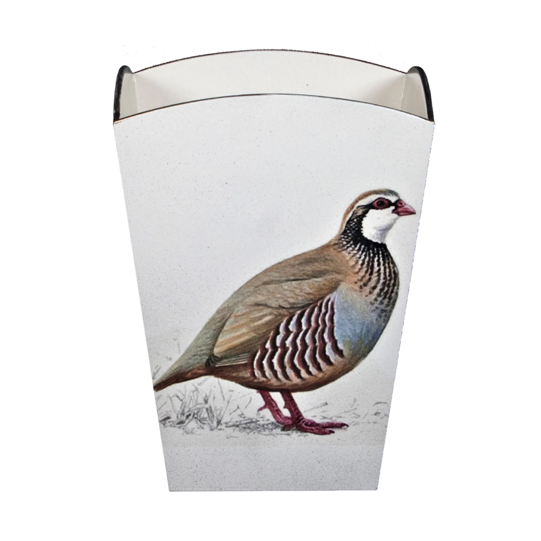 Square Wooden Waste paper Bin: Partridge