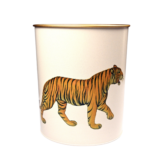 Oval Waste Paper Bin: Tiger