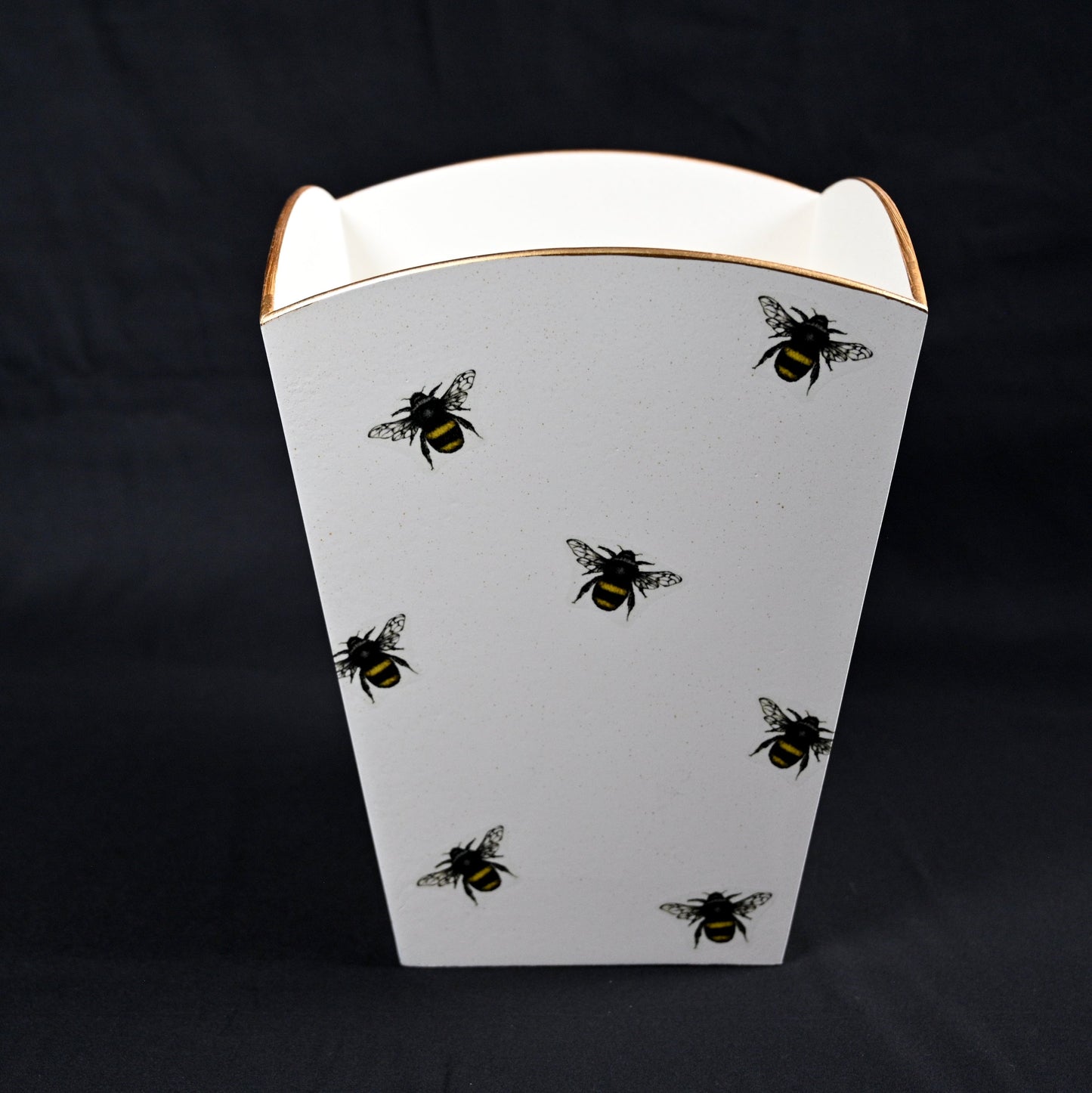 Square Wooden Waste Paper Bin: Bee