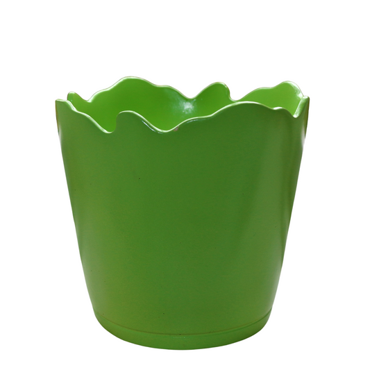 Scalloped Top Cachepot/Decorative Planter: Lime Green