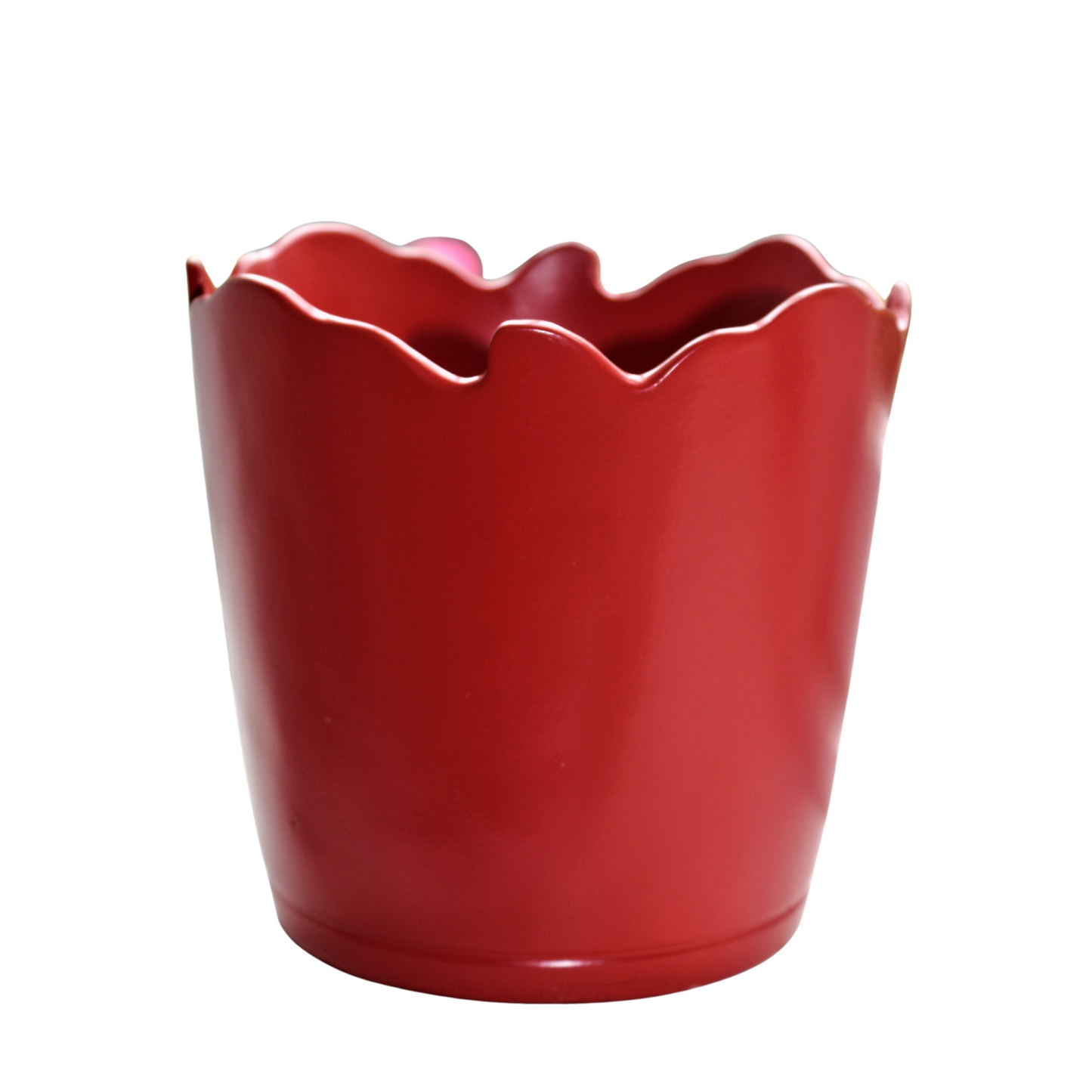 Scalloped Top Cachepot/Decorative Planter: Scarlet