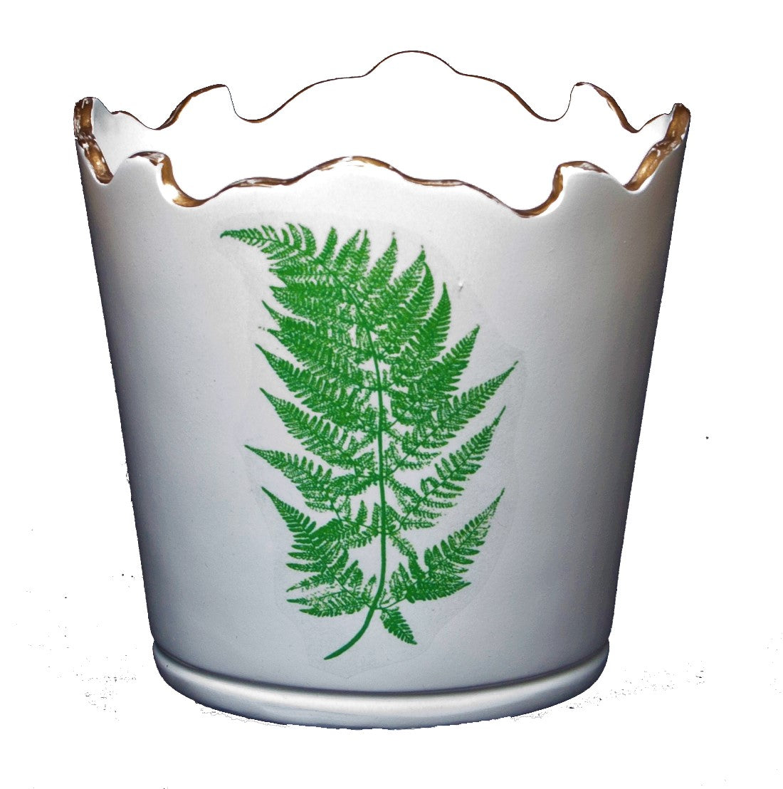 Scalloped Top Cachepot/Decorative Planter: Fern