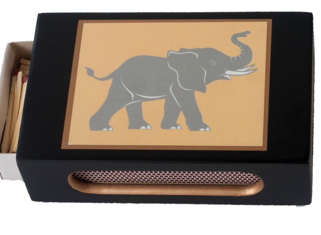 Standard Wooden Matchbox Cover with Matches: Asian Elephant