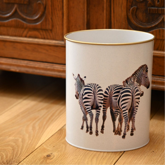 Oval Waste Paper Bin:  Zebra