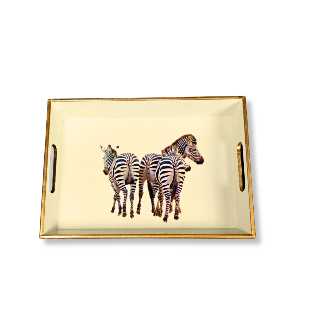Large Rectangular Tray: Zebra