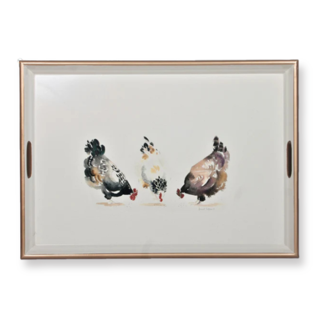 Large Rectangular Tray: Chickens