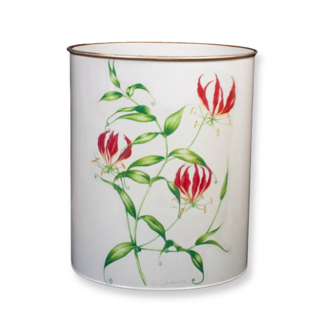 Oval Waste Paper Bin: Flame Lily