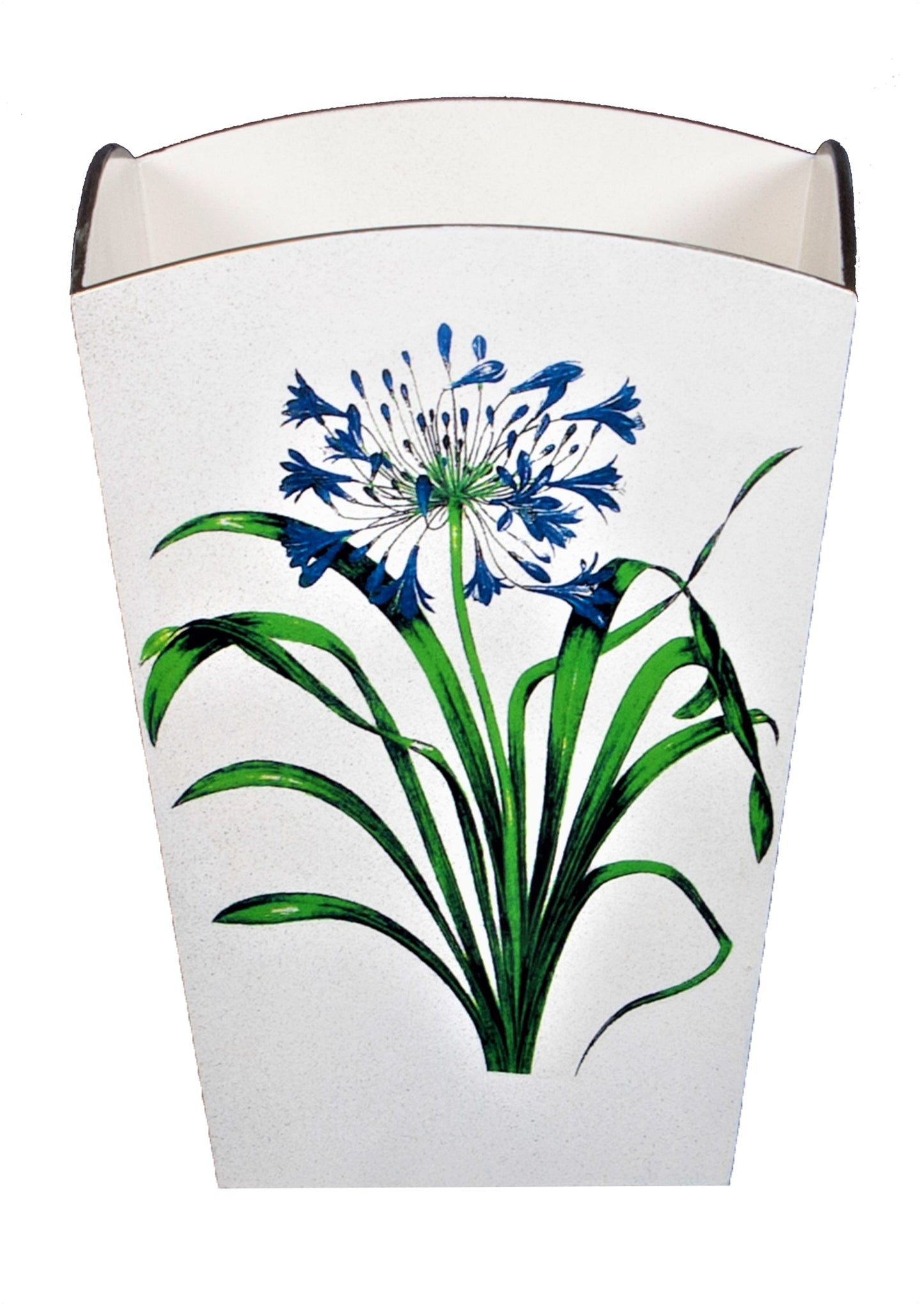 Square Wooden Waste Paper Bin: Agapanthus