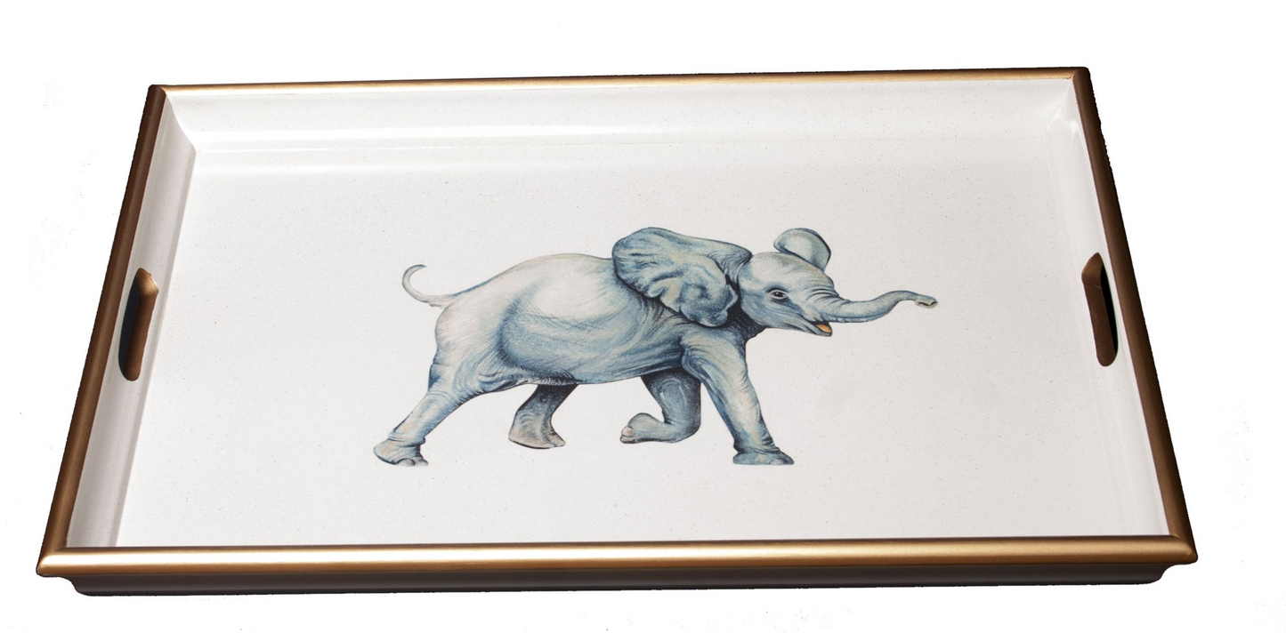 Large Wooden Tray: Elephant