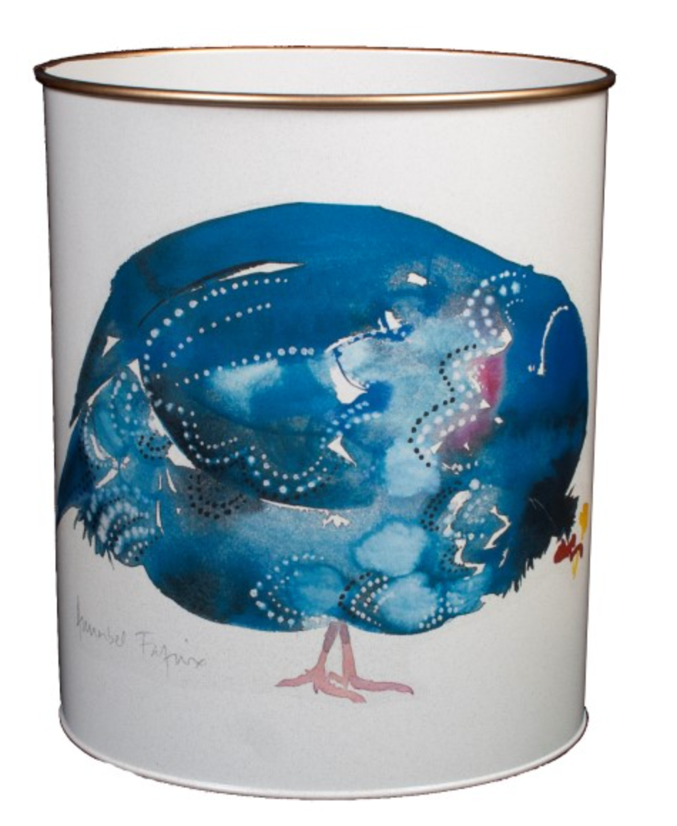 Oval Waste Paper Bin: Guinea Fowl