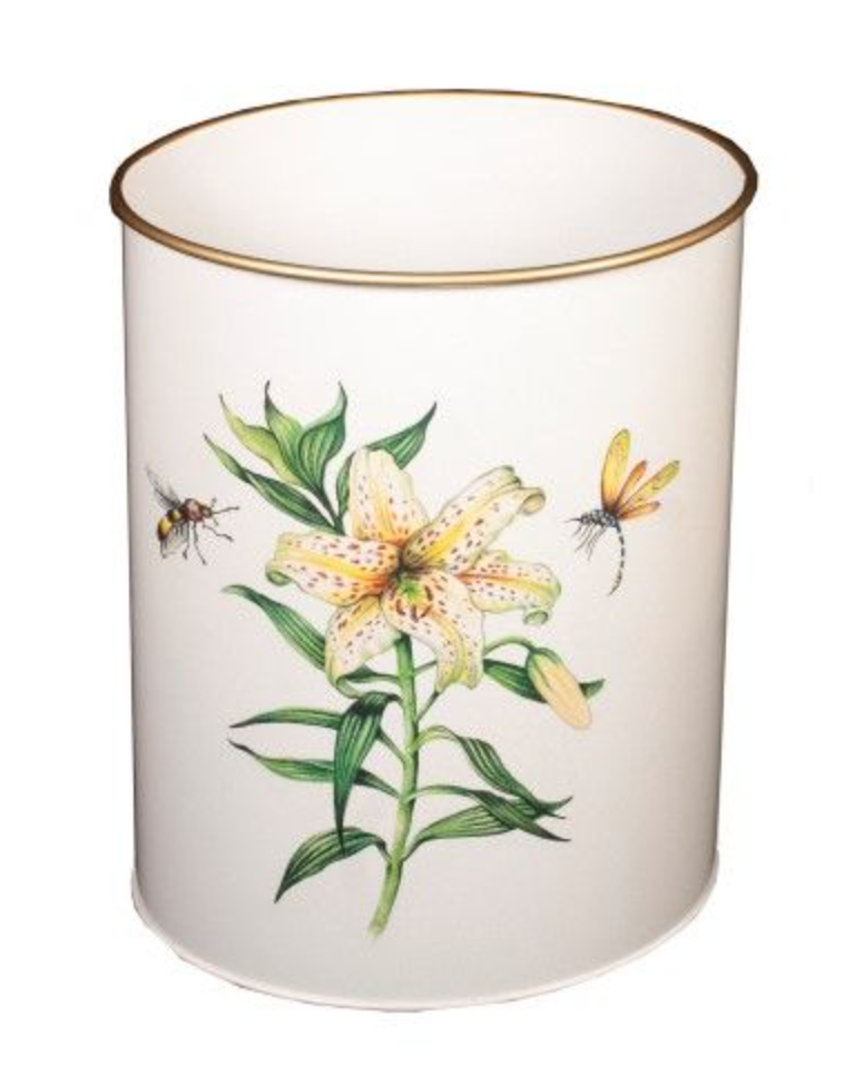 Oval Waste Paper Bin: Japanese Lily