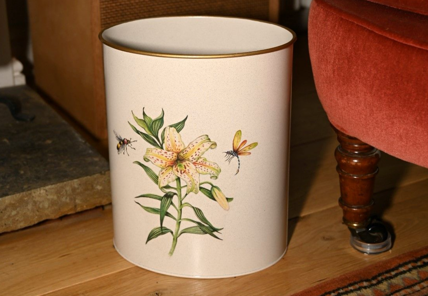Oval Waste Paper Bin: Japanese Lily