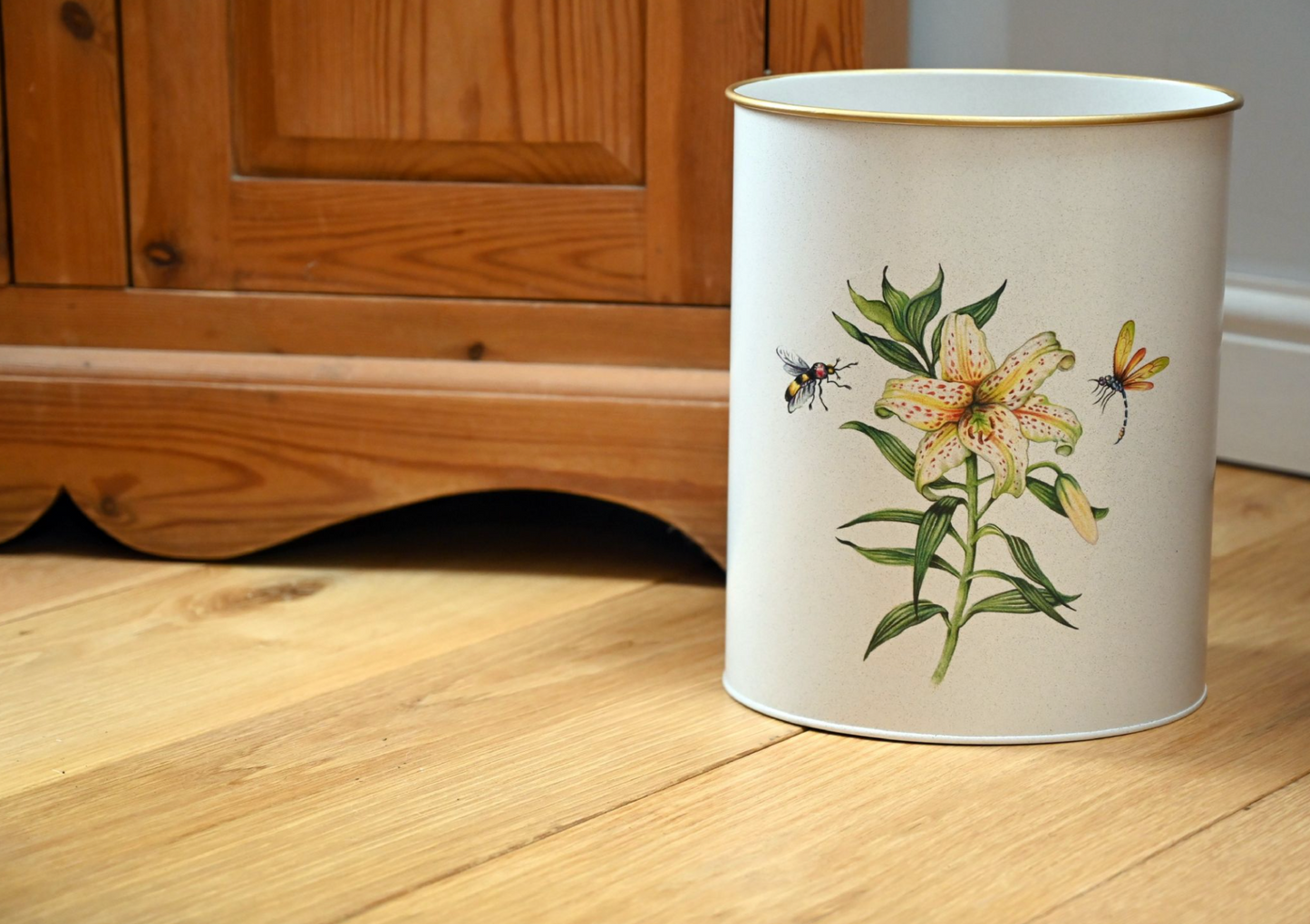 Oval Waste Paper Bin: Japanese Lily