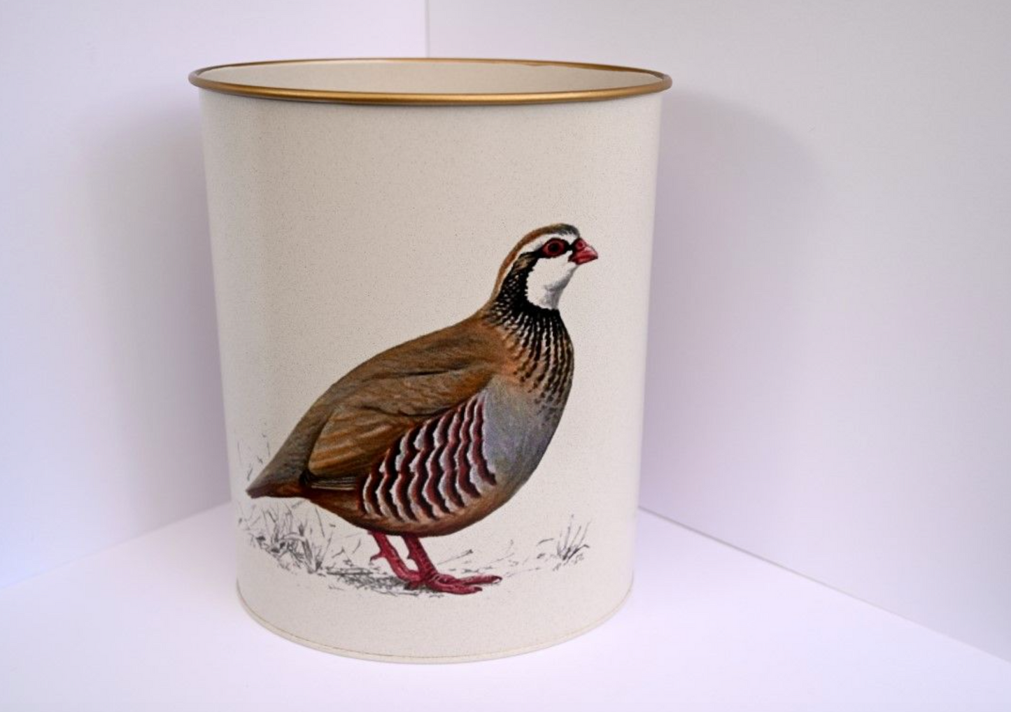 Oval Waste Paper Bin: Partridge