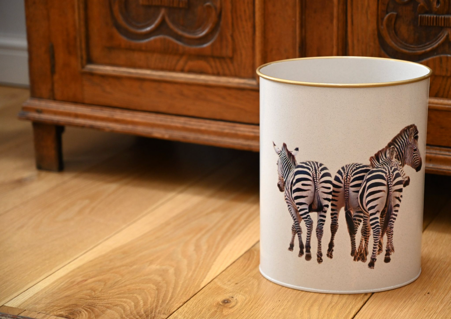 Oval Waste Paper Bin:  Zebra