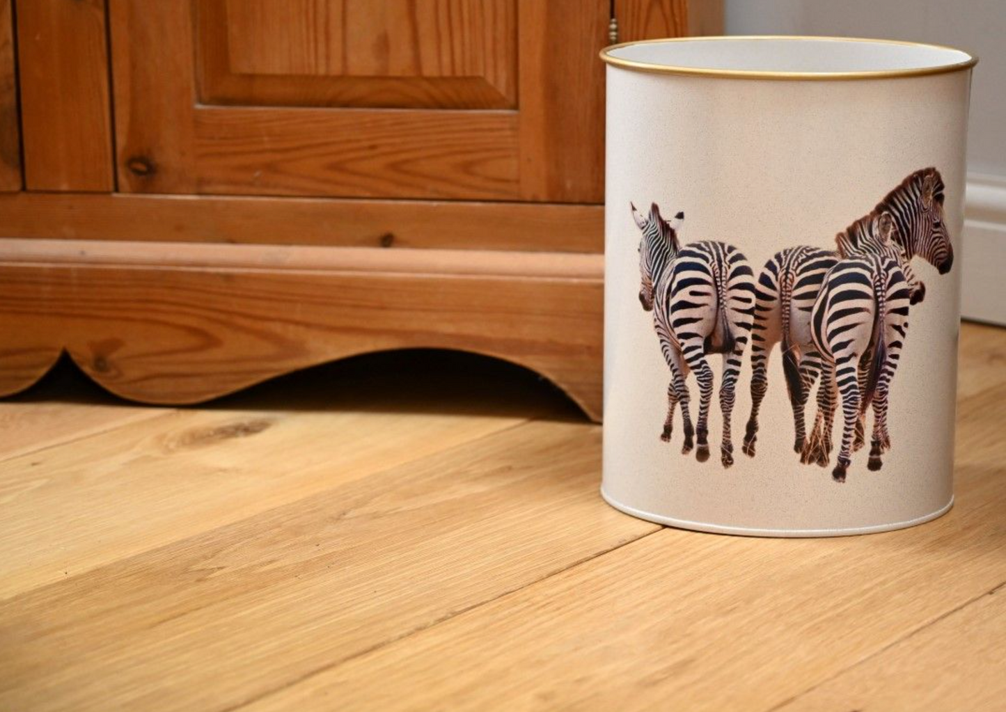 Oval Waste Paper Bin:  Zebra