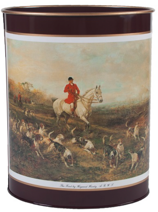 Oval Waste Paper Bin: Hunting on Dark Green