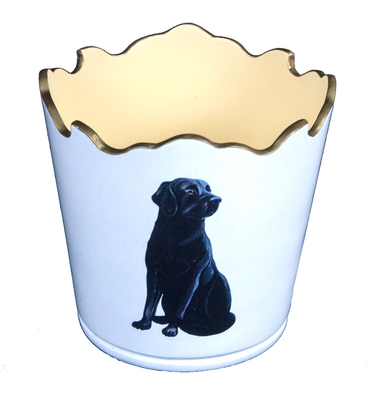 Scalloped Top Cachepot/Decorative Planter: Labrador