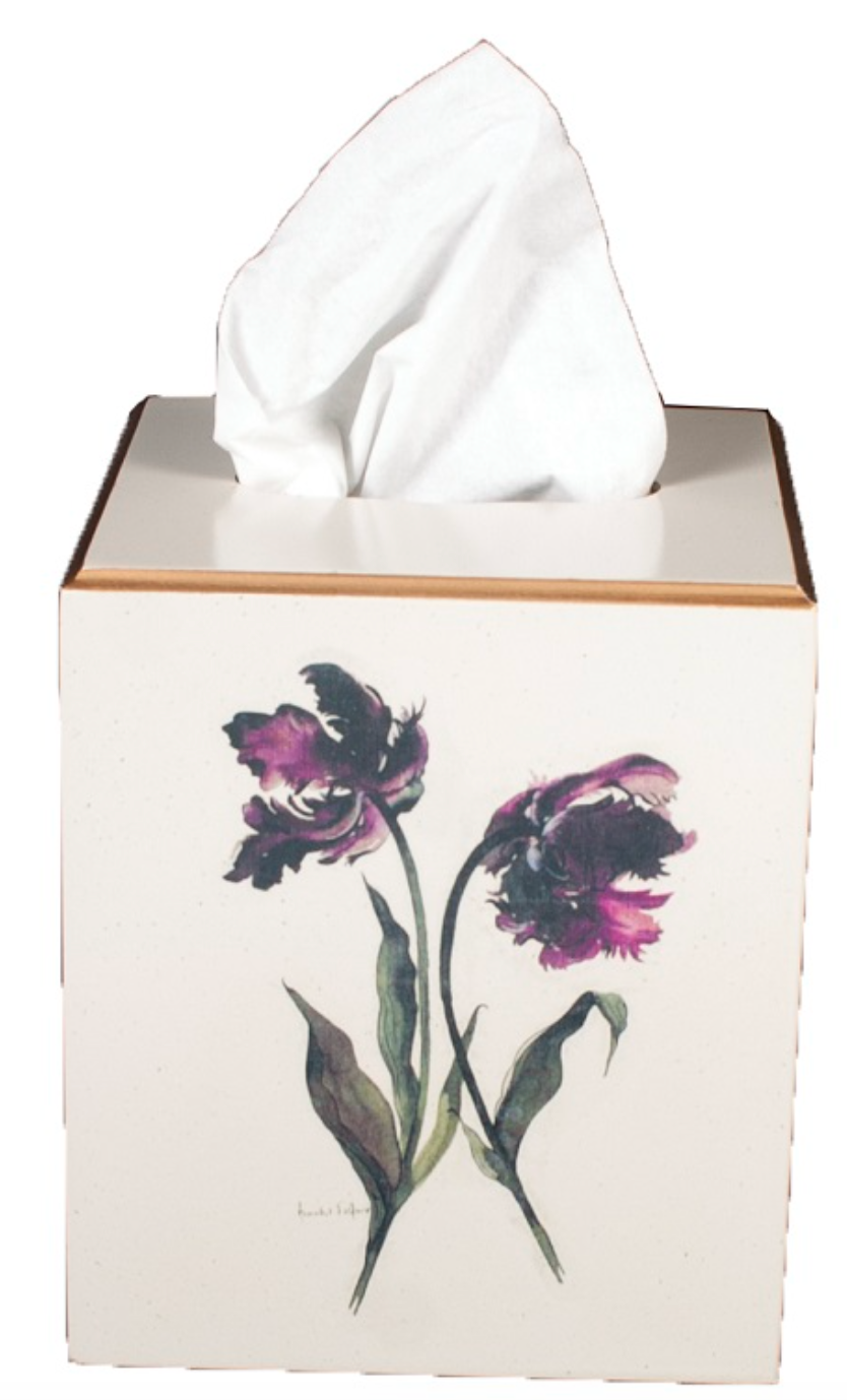 Square Tissue Box Cover: Parrot Tulip