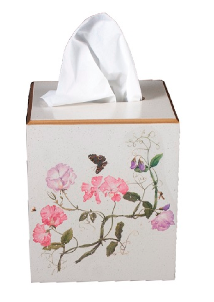 Square Tissue Box Cover: Sweet Pea