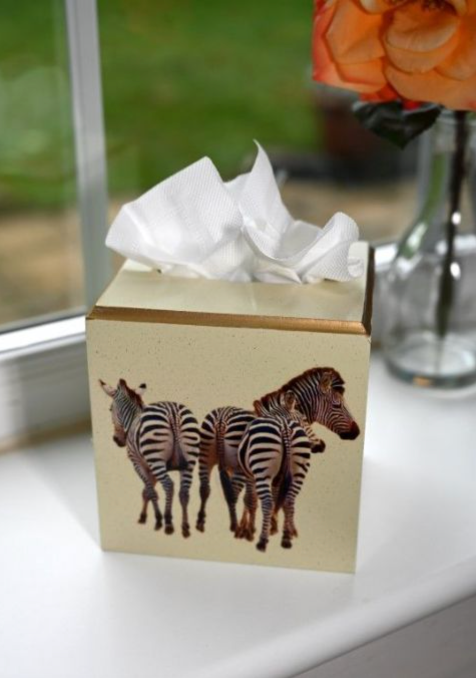 Square Tissue Box Cover: Zebra