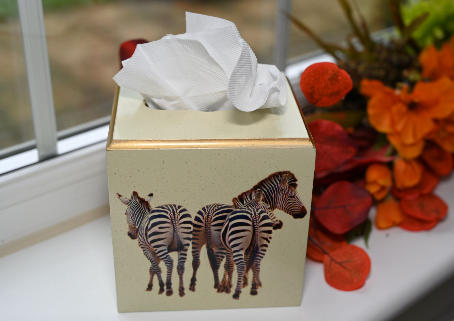 Square Tissue Box Cover: Zebra