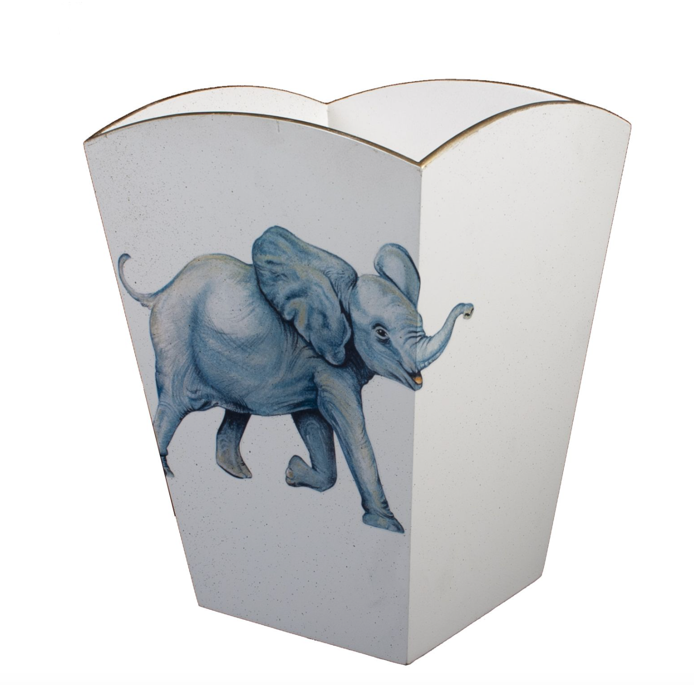 Square Wooden Waste Paper Bin: Elephant