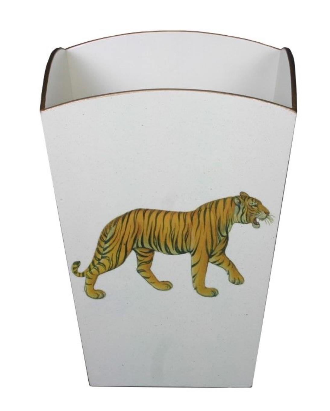 Square Wooden Waste Paper Bin: Tiger