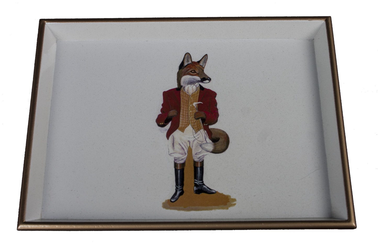 tray with fox design and gold rims
