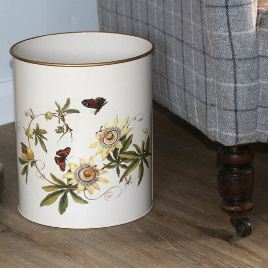 Oval Waste Paper Bin: Passion Flower