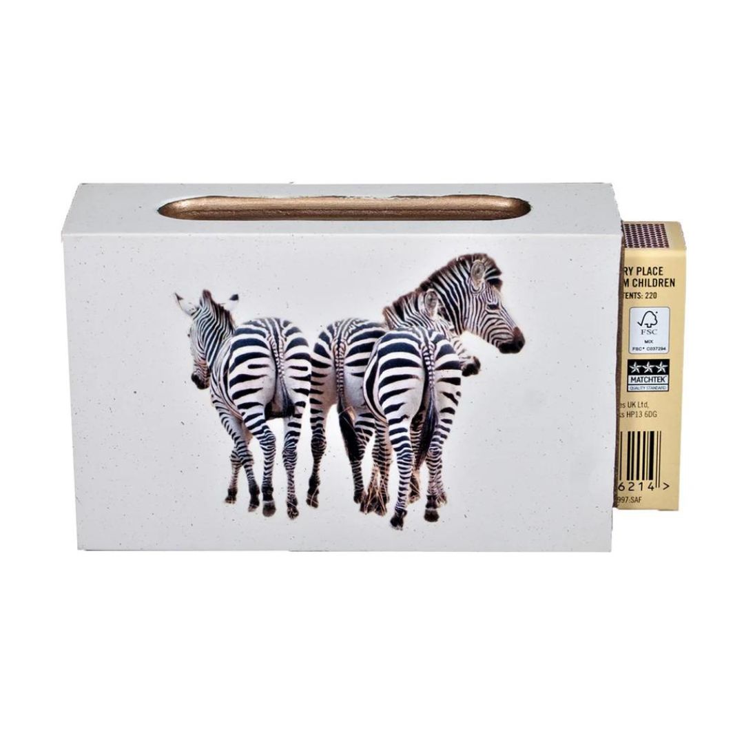 Standard Wooden Matchbox Cover with Matches: Zebra