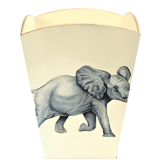 Square Wooden Waste Paper Bin: Elephant