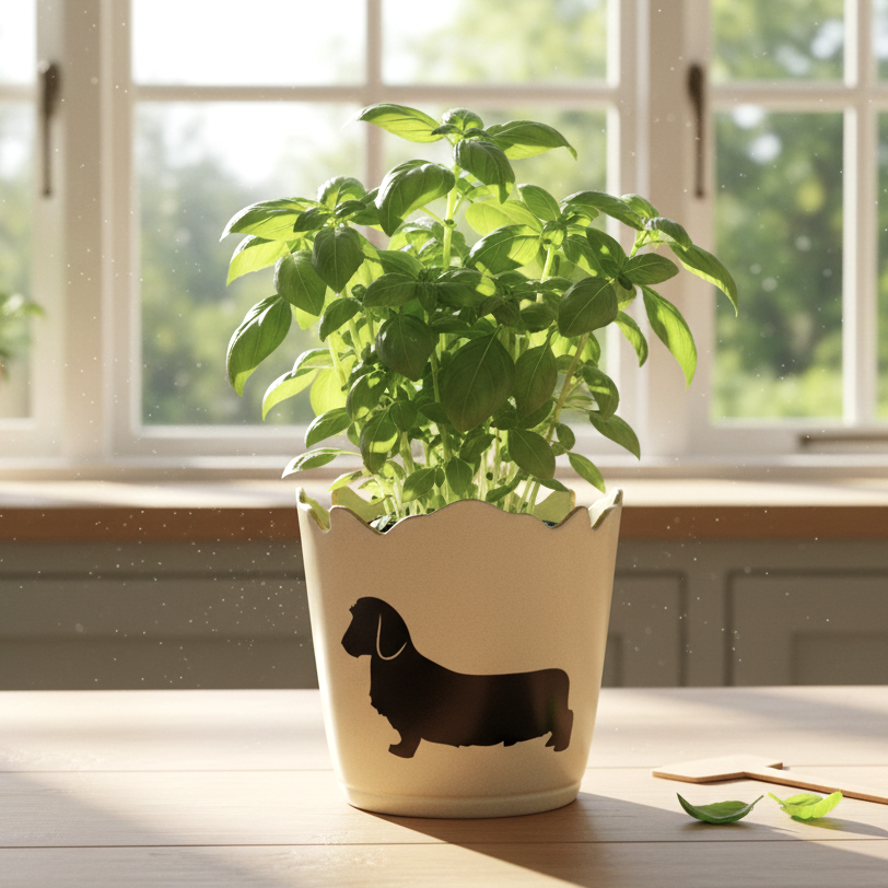 Scalloped top Cachepots/Decorative planter: Dachshund