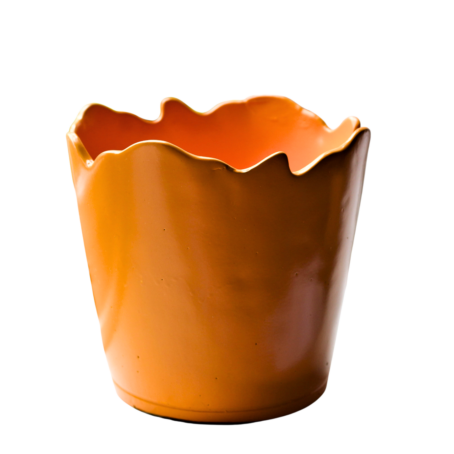 Scalloped Top Cachepot/Decorative Planter: Tangerine