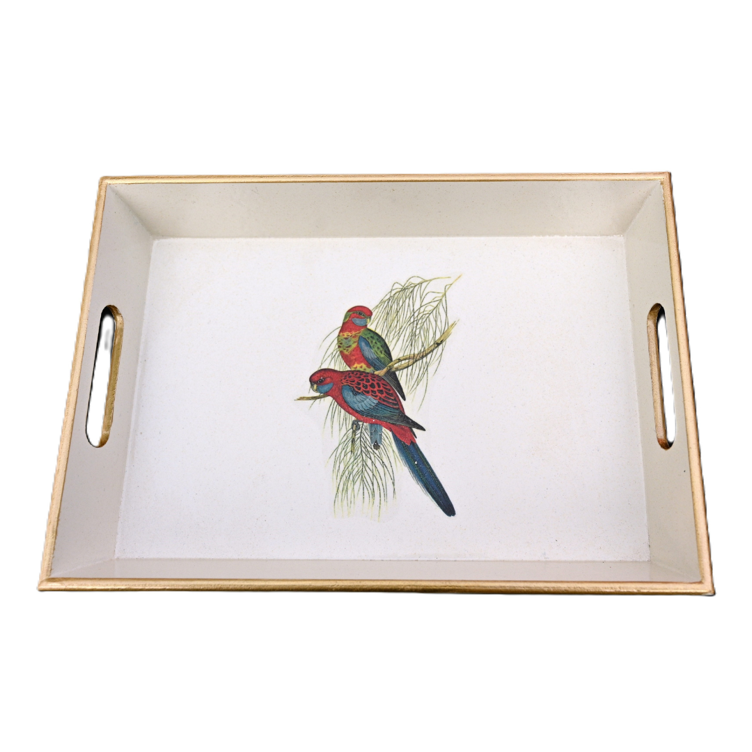 Drinks Tray, Pair of Parrots