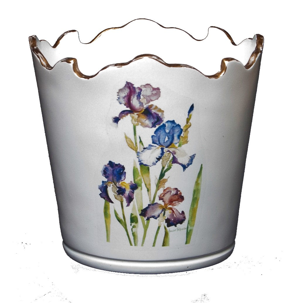 Scalloped Top Cachepot/Decorative Planter: Iris