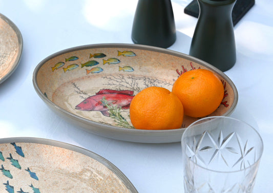 Melamine Oval Bowls - Sealife (pair)