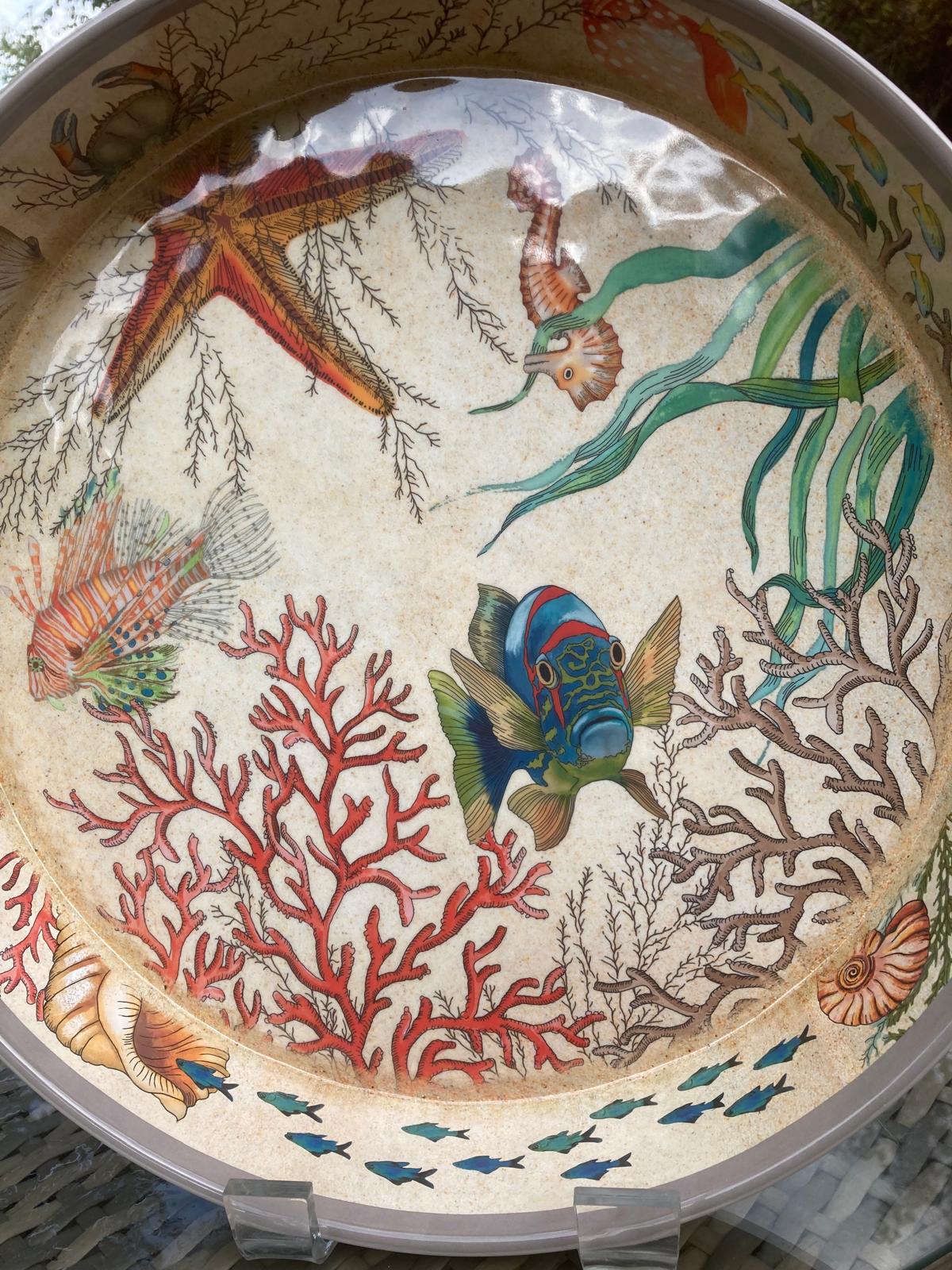 melamine tray in sealife design close up