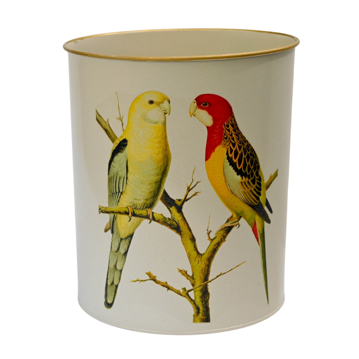 Oval Waste Paper Bin: Parakeets