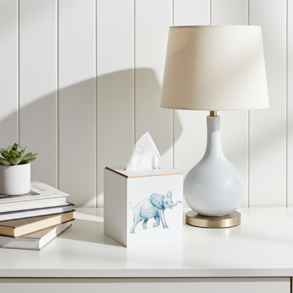 Square Tissue Box Cover: Elephant