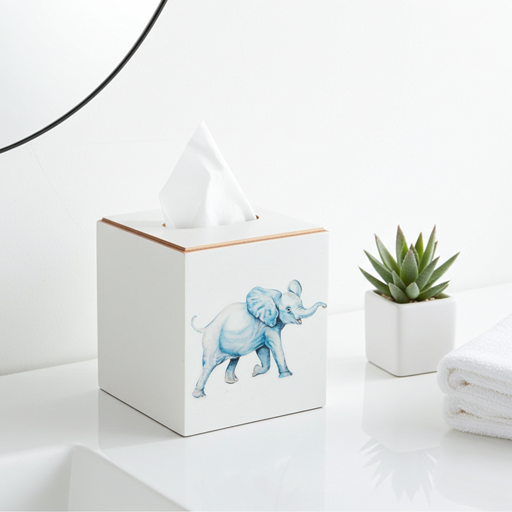 Square Tissue Box Cover: Elephant